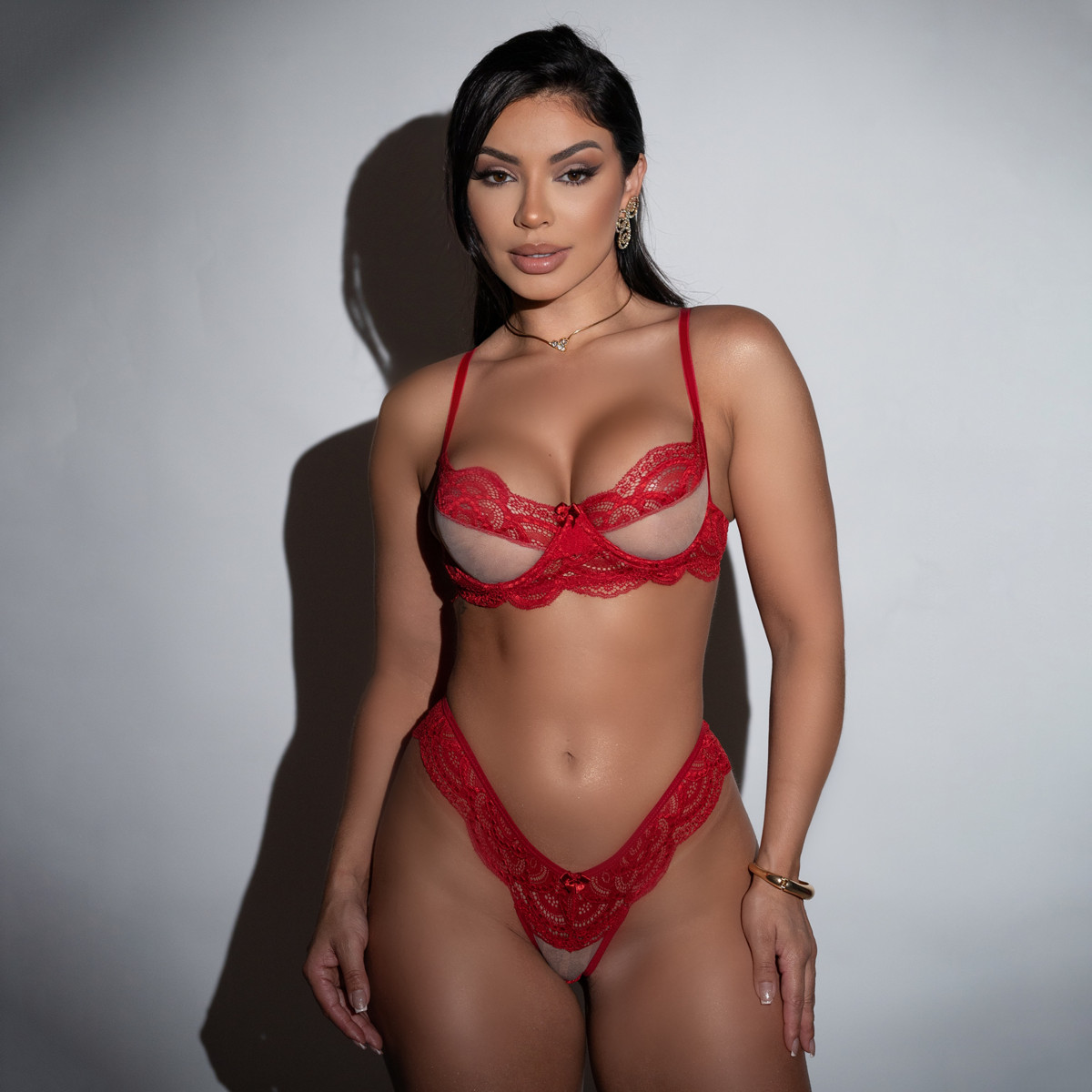 Conjunto com Aro em Renda e Tule - Exclusiva Lingerie | Disponível em 3 Cores e 4 Tamanhos - 5