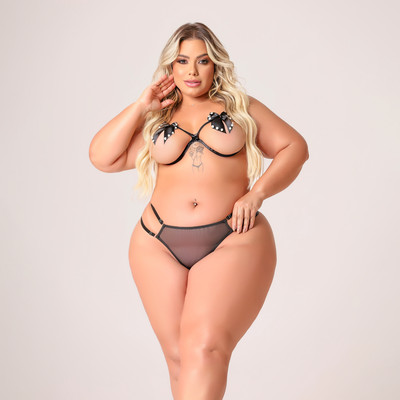 Conjunto Beijo Borboleta com Lacinhos - Tallyta Moda Apimentada | Tamanho Plus Size | Disponível em 2 Cores