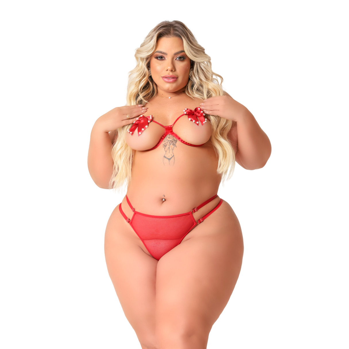 Conjunto Beijo Borboleta com Lacinhos - Tallyta Moda Apimentada | Tamanho Plus Size | Disponível em 2 Cores - 5