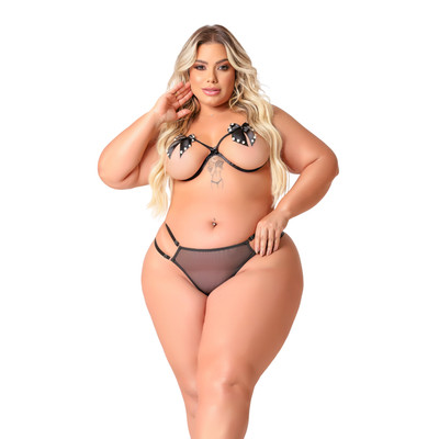 Conjunto Beijo Borboleta com Lacinhos - Tallyta Moda Apimentada | Tamanho Plus Size | Disponível em 2 Cores