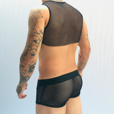 Conjunto Cueca Sex Mais Suplex e Cropped em Arrastão - SD Clothing | Tamanho Único