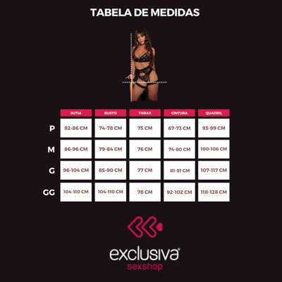 Foto 11 do produto Conjunto Detalhado em Renda com Par de Luvas, Máscara Tiazinha e Correntes - Exclusiva Lingerie | Disponível em 2 Cores e 4 Tamanhos