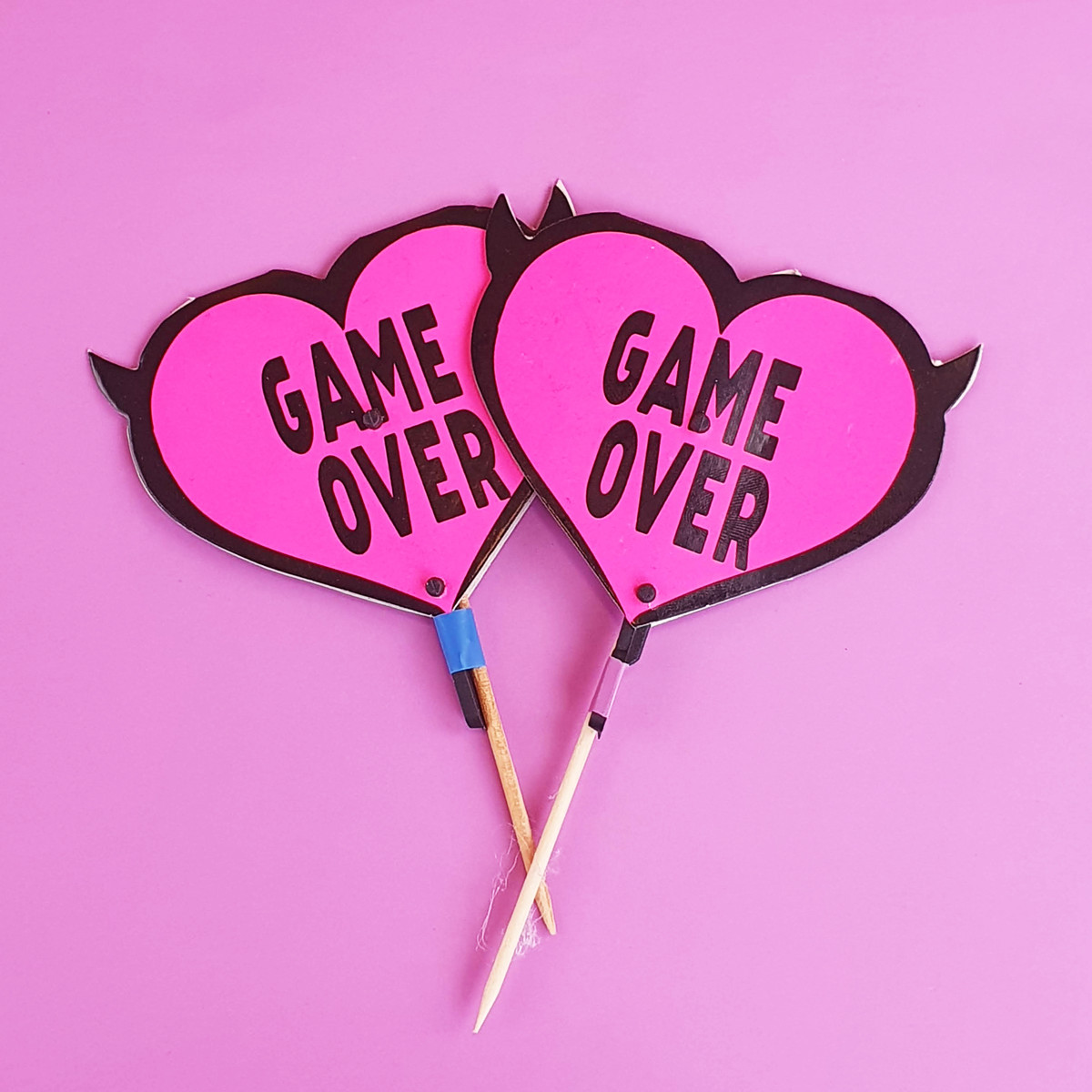 Conjunto de Espetinhos Coração Neon Decorativos para Mesa - FestaChic - 2