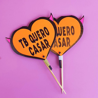 Foto 4 do produto Conjunto de Espetinhos Coração Neon Decorativos para Mesa - FestaChic
