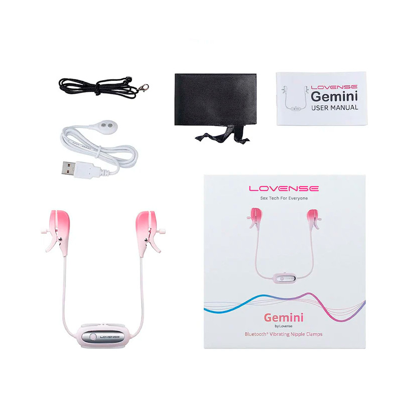 Conjunto de Grampos de Mamilo Ajustáveis com 7 Modos de Vibrações e Controle por Aplicativo - Lovense Gemini - 5