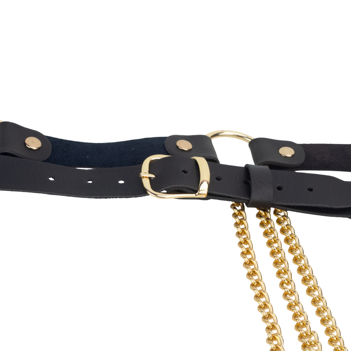 Conjunto Harness Feminino Luxury Gold com Correntes Douradas - Exclusiva Linha Sado | Tamanho Único - 7