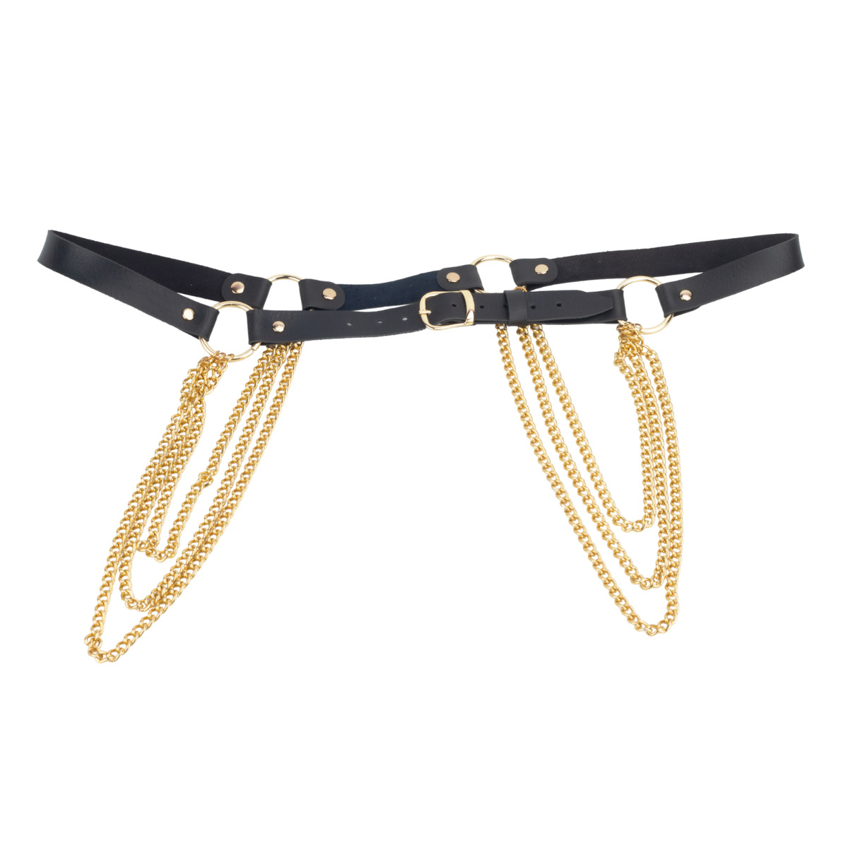Conjunto Harness Feminino Luxury Gold com Correntes Douradas - Exclusiva Linha Sado | Tamanho Único - 5