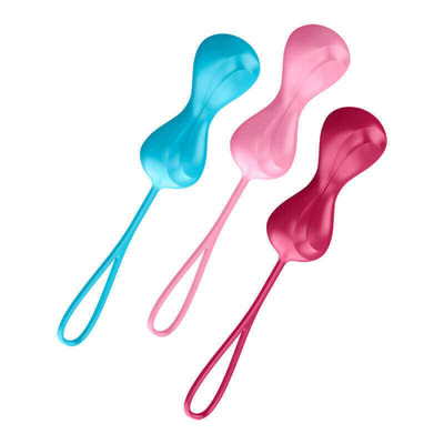 Foto 2 do produto Conjunto com Pesos para Pompoar em Silicone - Satisfyer Balls - 17,6 cm