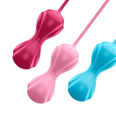 Foto 3 do produto Conjunto com Pesos para Pompoar em Silicone - Satisfyer Balls - 17,6 cm