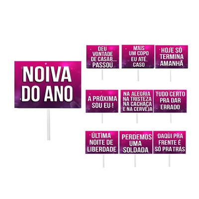 Conjunto de Plaquinhas para Despedida de Solteira - FestaChic | 10 Unidades