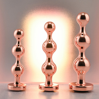 Conjunto de Plug Anal Cromado com 3 Tamanhos Diferentes, Pequeno, Médio e Grande - Gender X Gold Digger Set