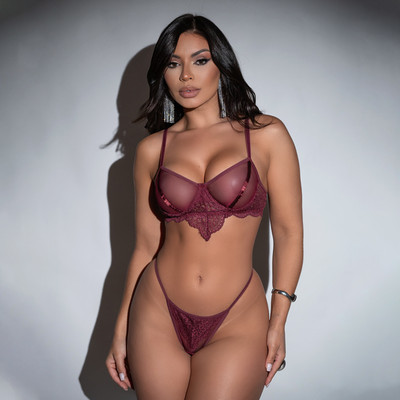 Foto 1 do produto Conjunto em Tule com Aro e Detalhe de Renda - Exclusiva Lingerie | Disponível em 3 Cores e 4 Tamanhos