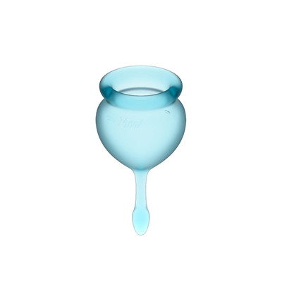 Foto 2 do produto Copo Menstrual Reutilizável Duplo Higiénicos em Silicone de 15 e 20 ml - Satisfyer Feel Good - 7,1 x 4 cm