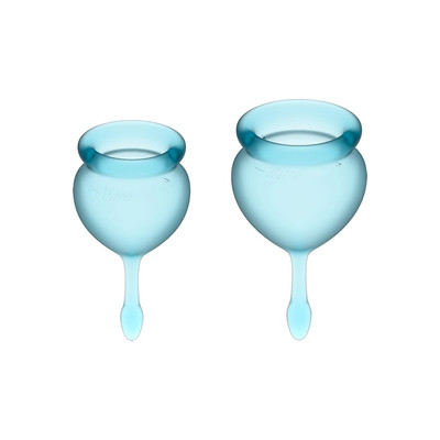 Foto 4 do produto Copo Menstrual Reutilizável Duplo Higiénicos em Silicone de 15 e 20 ml - Satisfyer Feel Good - 7,1 x 4 cm