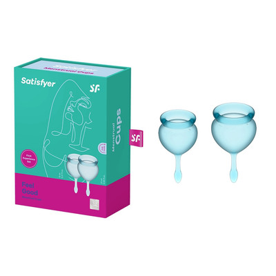 Foto 1 do produto Copo Menstrual Reutilizável Duplo Higiénicos em Silicone de 15 e 20 ml - Satisfyer Feel Good - 7,1 x 4 cm