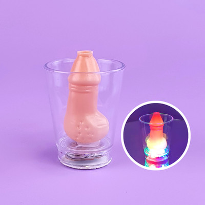 Copo Shot com Mini Pênis e Pisca Pisca - FestaChic