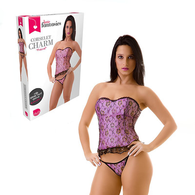 Corselet Charm com Renda e Tanga - Adão & Eva Love Fantasies | Tamanho Único