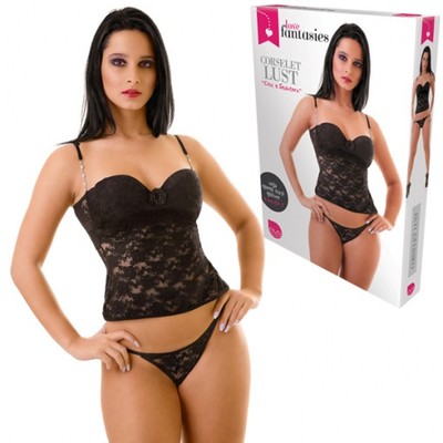 Corselet Lust - Corselet de Renda Florida com Bojo e Tanga