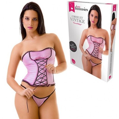 Corselet Vintage - Corselet em Cetim e Tanga