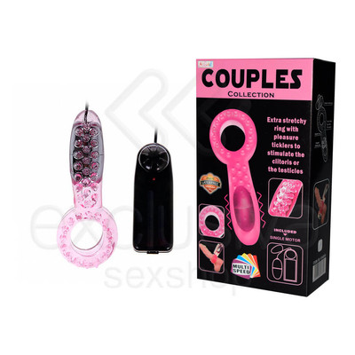 Foto 1 do produto Couples Collection - Anel Peniano com Nódulos Massageadores, Estimulador de Clitóris ou Escroto e Vibração  Multivelocidade | Cor: Rosa