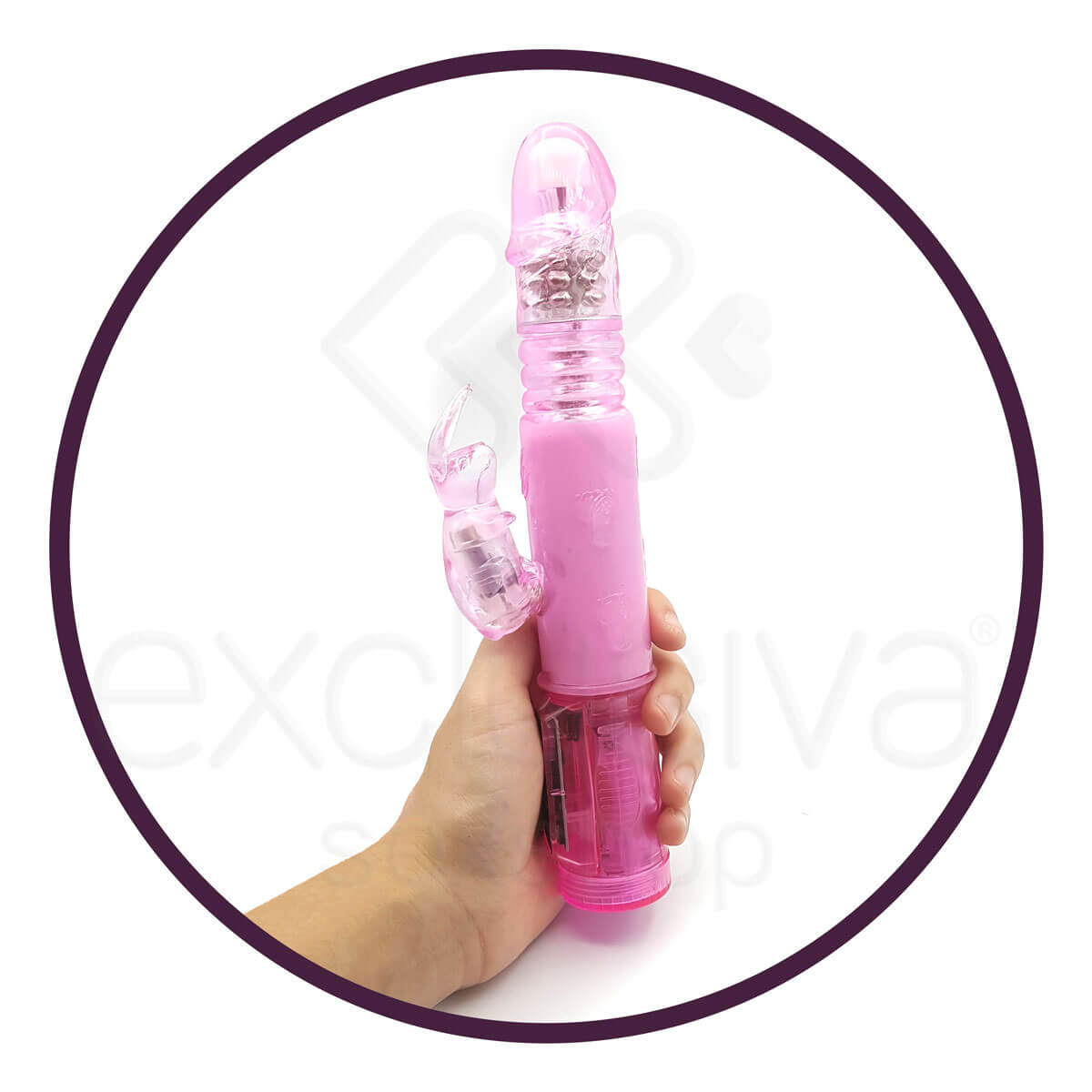 Crazy Bunny - Vibrador Estimulador de Clítoris em Forma de Coelho com Textura Anelar, 3 Modos de Rotação e 3 Velocidades de Rotação - 23,5 x 3,4 cm - 4