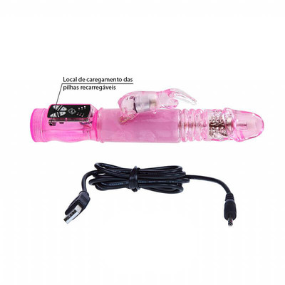 Foto 4 do produto Crazy Rabbit - Vibrador Estimulador de Clítoris em Forma de Coelho com Textura Anelar, 3 Modos de Rotação e 3 Velocidades de Rotação - 23,7 x 3,4 cm