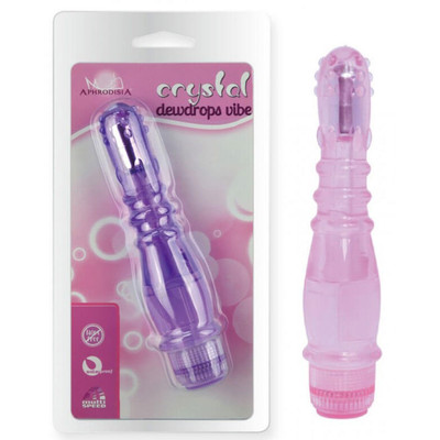 Vibrador Ponto G em Jelly com Nódulos Massageadores e Vibração Multivelocidade - Crystal Dewdrops Vibe | 21 x 3,5 cm | Disponível em 2 Cores