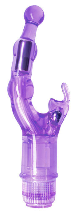 Crystal Naughty Rabbit  - Vibrador Ponto G com Estimulador Clitoriano em Forma de Coelho e Vibração Multivelocidade - 22 x 3,5 cm | Cor: Roxo - 2