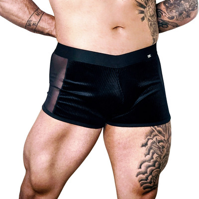 Cueca Boxer em Suplex Canelado com Tule nas Laterais - Exclusiva Lingerie | Tamanho Único