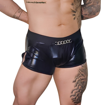 Cueca Boxer em Cirrê Brilhoso com Detalhe de Corrente e Argola nas Laterais - Exclusiva Lingerie | Tamanho Único