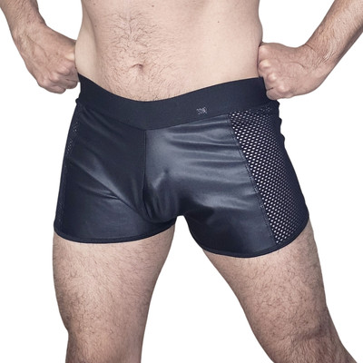 Cueca Boxer em Cirrê com Recortes Laterais em Arrastão - Exclusiva Lingerie | Tamanho Único
