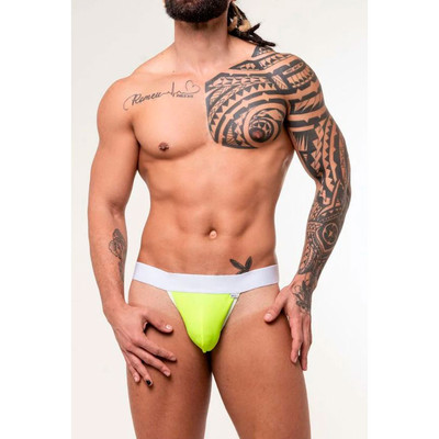 Foto 1 do produto Cueca Jock Fio Dental Verde Fluorescente com Elástico - Steves Designer | Tamanho Único