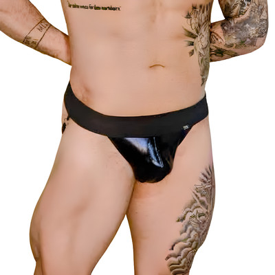 Cueca Jock Strap em Cirrê Brilhoso com Tiras Duplas e Argolas Laterais - Exclusiva Lingerie | Tamanho Único