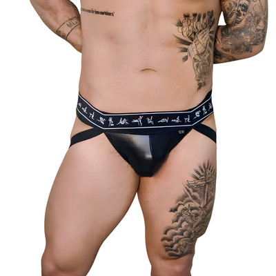 Cueca Jock Strap em Cirre e Faixa Elástica Dupla com Desenho Kama Sutra - Exclusiva Lingerie | Tamanho Único