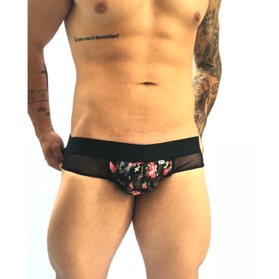 Foto 1 do produto Cueca Jock Strap Sex Masculina em Tule Com Renda Floral - SD Clothing | Tamanho Único