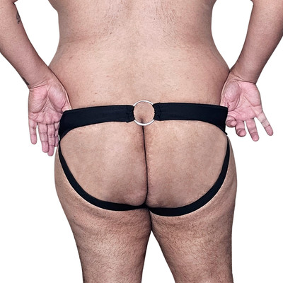 Cueca JockStrap em Arrastão Vazado com Argola no Cós Elástico - Exclusiva Lingerie | Tamanho Plus Size | Disponível em 2 Cores