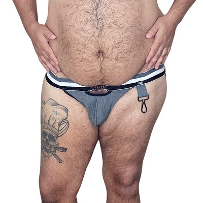 Cueca JockStrap com Detalhe de Fivela e Mosquetão em Metal - Exclusiva Lingerie | Tamanho Plus Size
