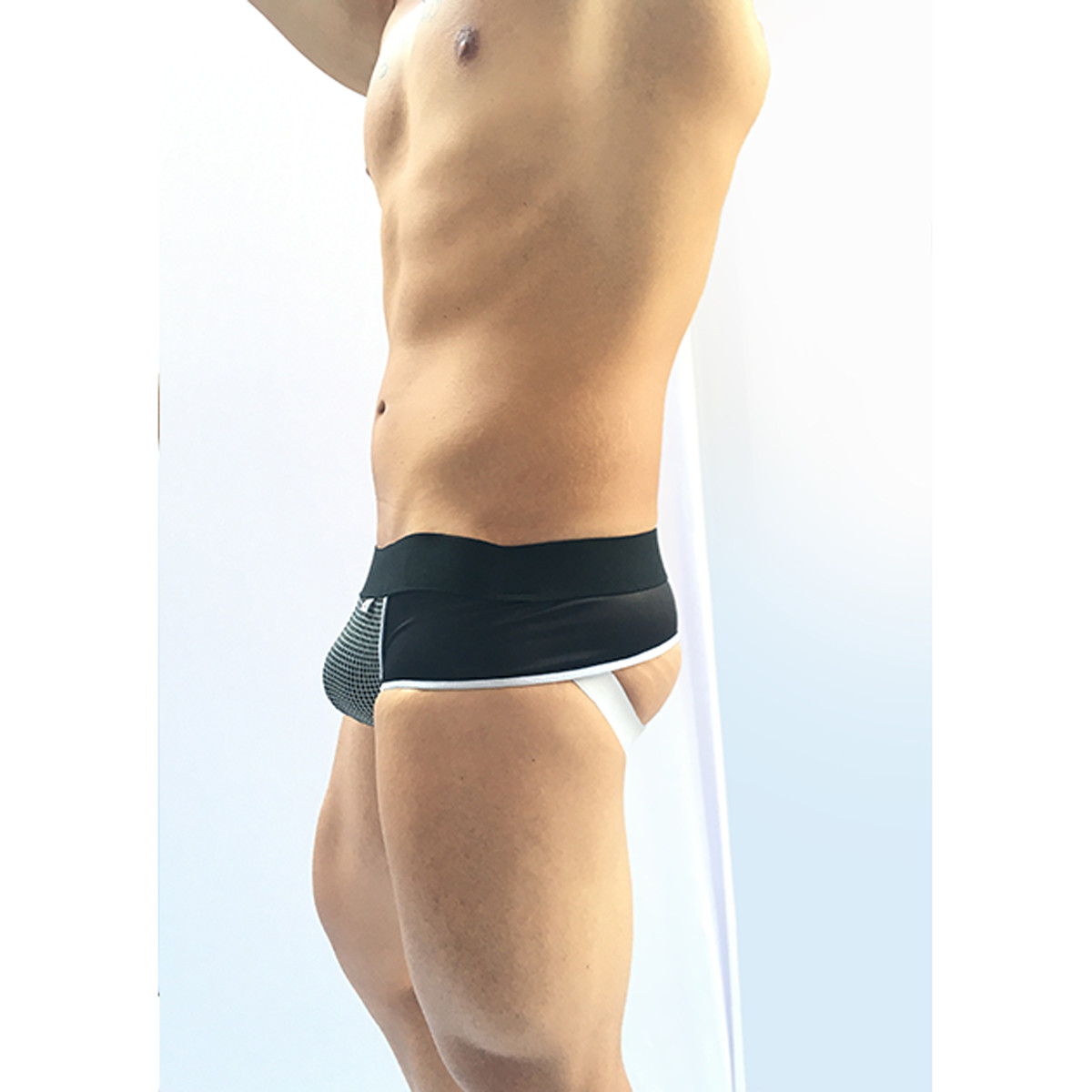 Cueca  JockStrap Sex Masculina em Suplex Preto com Estampa Quadriculada - SD Clothing | Tamanho Único - 2