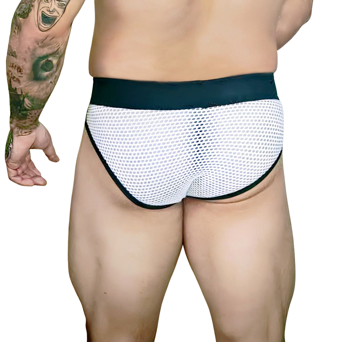 Cueca Slip em Arrastão com Recortes em Preto e Branco - Exclusiva Lingerie | Tamanho Único - 2