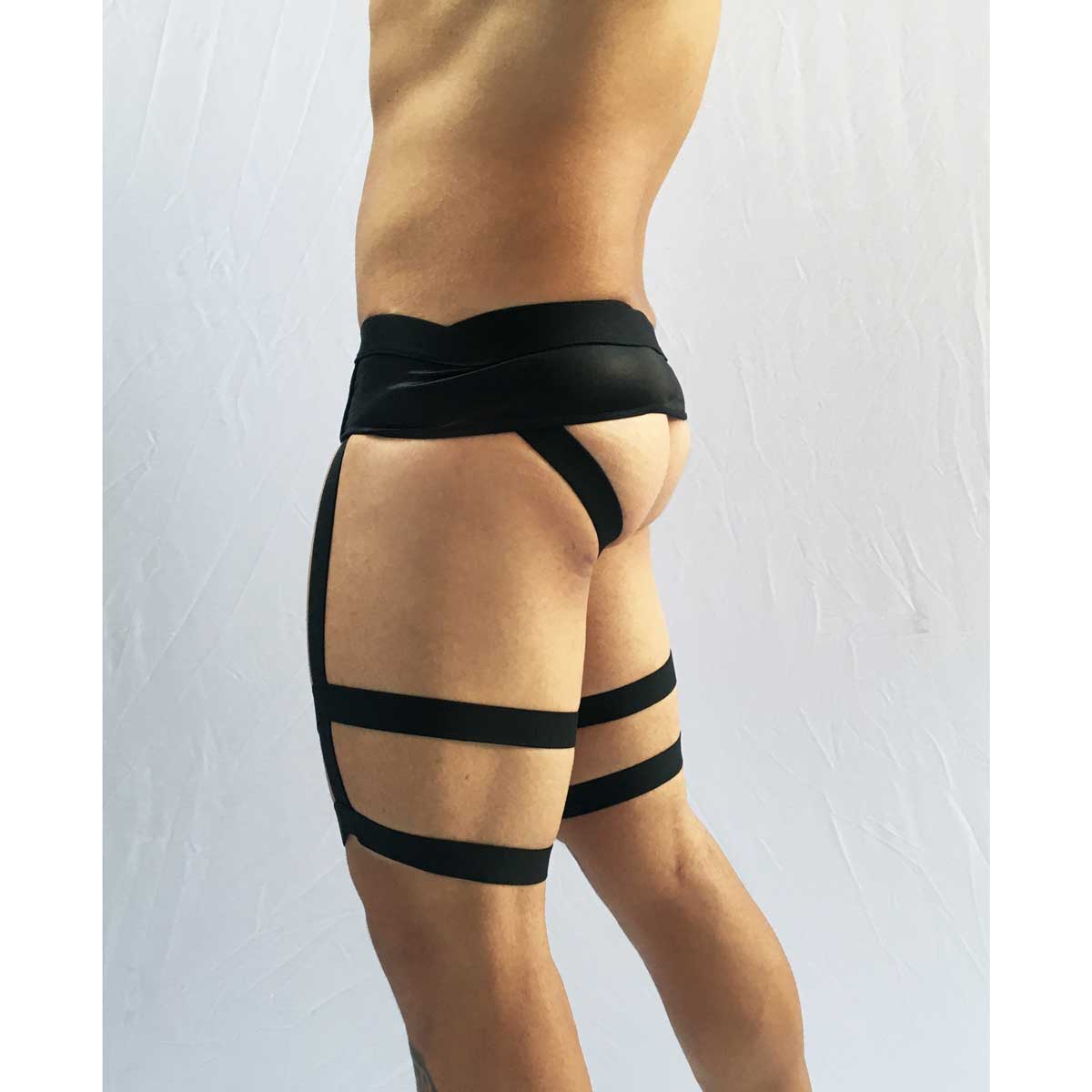 Cueca Strap Masculina em Cirrê com Argolas, Cinta-Liga e Persex Regulável - SD Clothing | Tamanho Único - 2