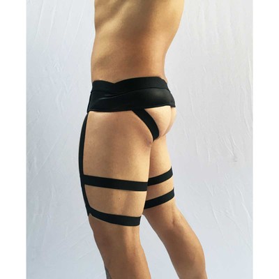 Cueca Strap Masculina em Cirrê com Argolas, Cinta-Liga e Persex Regulável - SD Clothing | Tamanho Único