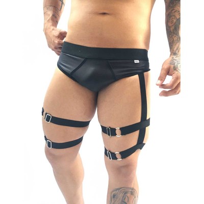 Cueca Tanga em Suplex e Tule Camuflado com Cinta-liga e Persex - SD Clothing | Tamanho Único