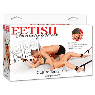 Foto 1 do produto Cuff & Tether Set - Kit com Algemas e Tornozeleiras em Nylon para Cama