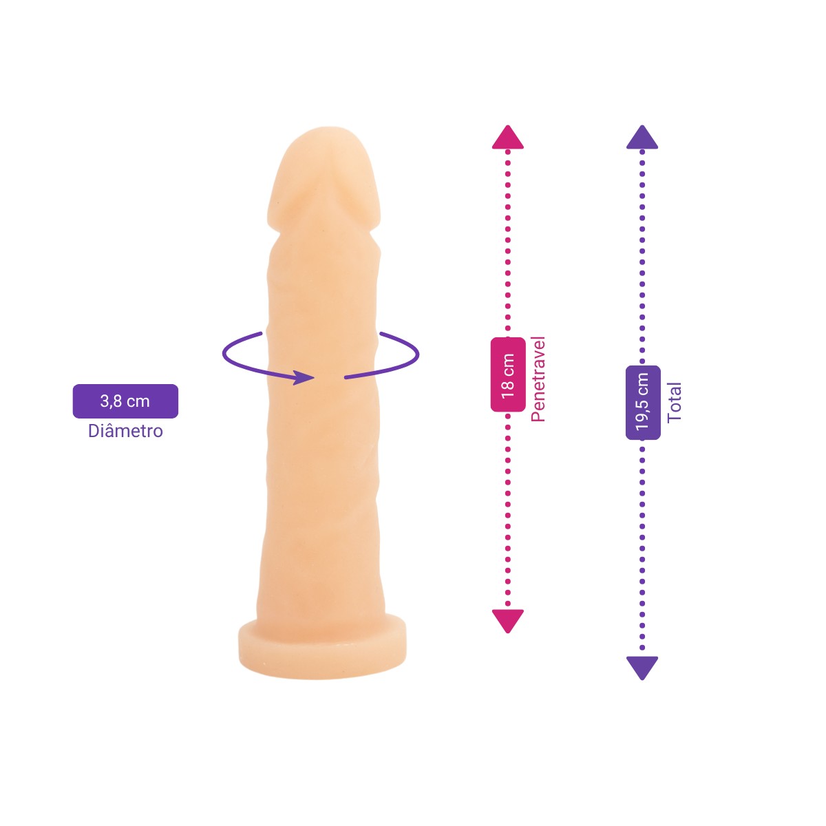 Prótese Peniana Realística com Glande Definida, Veias Salientes e Vértebra - Cyber Dildo | 18 x 3,8 cm - 2