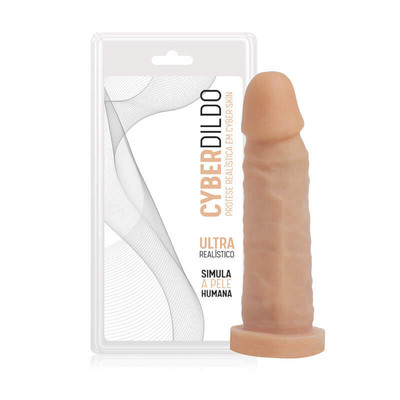 Prótese Peniana Realística Feita em Cyberskin com Glande Definida e Vértebra - Cyber Dildo Jovem | 16 x 4,2 cm