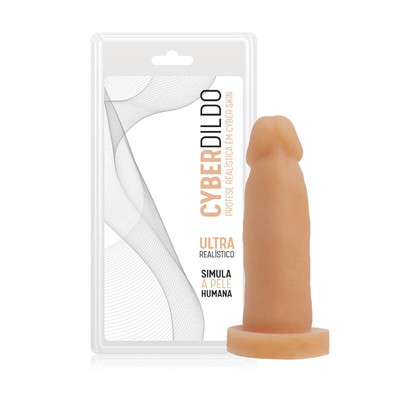 CyberDildo - Prótese Peniana em Cyberskin com Vértebras Articuláveis e Glande Definida - 14 x 3,5 cm