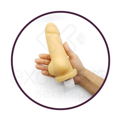 Cyberdildo - Prótese Realística com Glande e Escroto, Feito em Cyber Skin com Multivelocidade - 13 x 4,4 cm