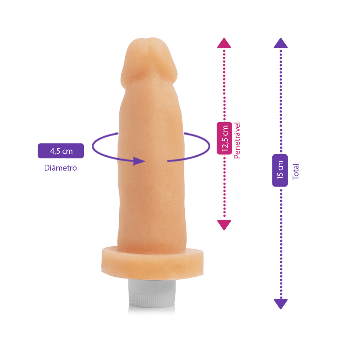Prótese Peniana em TPE com Multivelocidade - Adão & Eva Cyber Dildo | 12,5 x 4,5 cm - 2