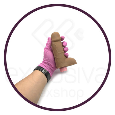 Foto 4 do produto CyberSkin® - Prótese Realística em Cybersin com Formato de Pênis, Escroto e Multivelocidade - 11 x 4,2 cm