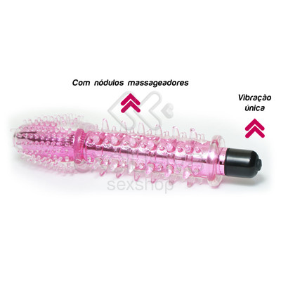 Foto 2 do produto Dancing Cactus - Vibrador Personal com Capa Peniana de Silicone com Nódulos Massageadores e Vibração Única - 17 x 2,5 CM | Cor: Rosa
